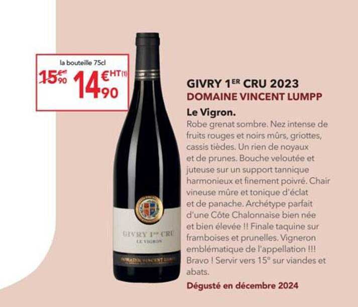 GIVRY 1ER CRU 2023 DOMAINE VINCENT LUMMPP