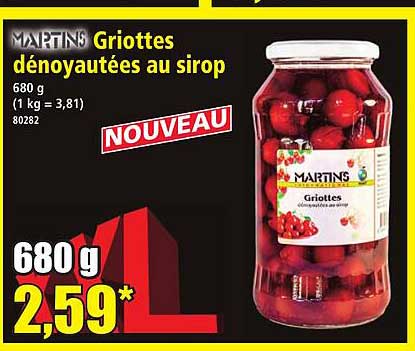 Griottes dénoyautées au sirop