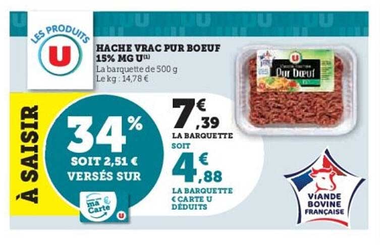 HACHE VRAC PUR BOEUF 15% MG U