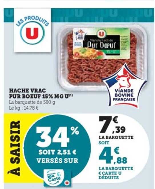 HACHÉ VRAC PUR BŒUF 15% MG U