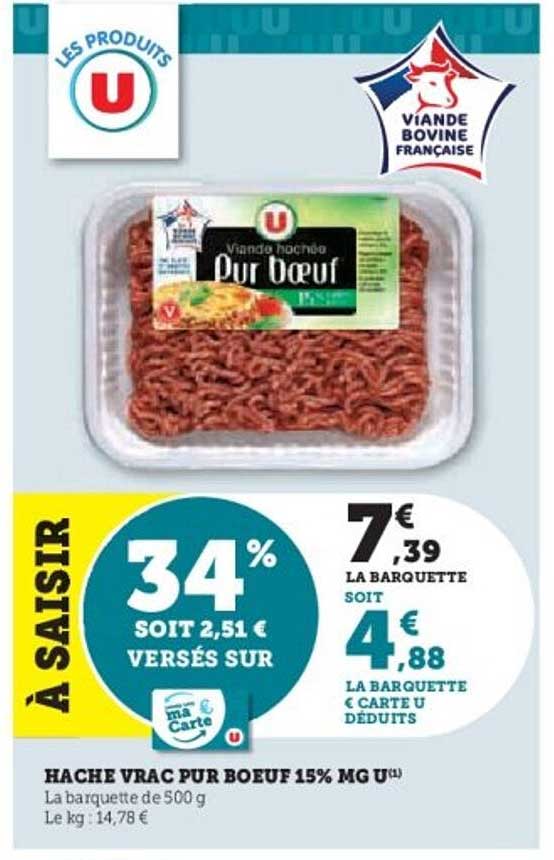 HACHE Vrac Pur Boeuf 15% MG U