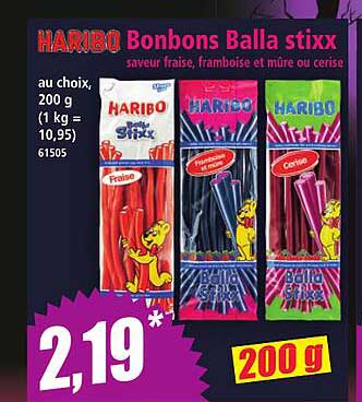HARIBO Bonbons Balla stixx au choix, 200 g