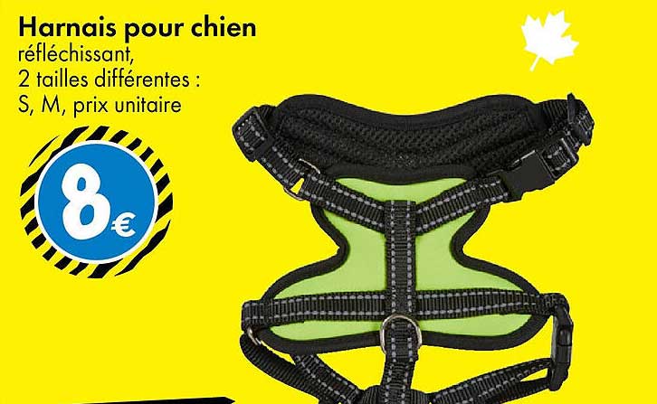 Harnais pour chien réfléchissant, 2 tailles différentes : S, M, prix unitaire