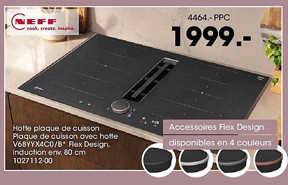 Hotte plaque de cuisson Plaque de cuisson avec hotte V68VYX4C0/B* Flex Design, induction env. 80 cm