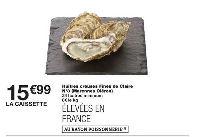 Huîtres creuses Fines de Claire N°3 (Marenne Oléron)