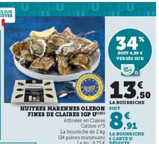 HUITRES MARENNE OLERON FINES DE CLAIRES IGP