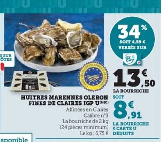 HUITRES MARENNES OLERON FINES DE CLAIRES IGP U®