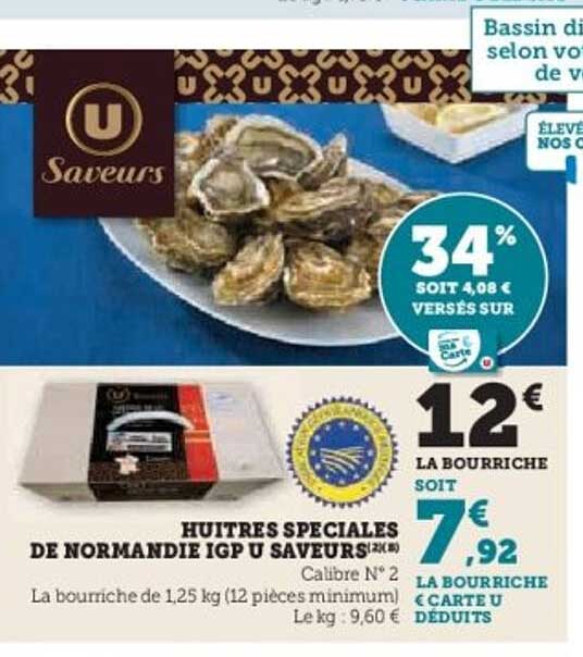HUITRES SPECIALES DE NORMANDIE IGP U SAVEURS 12 pièces