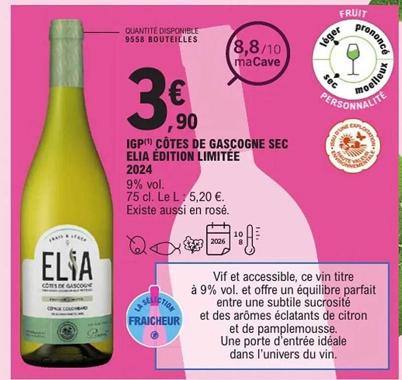 IGP CÔTES DE GASCOGNE SEC ELIA ÉDITION LIMITÉE 2024