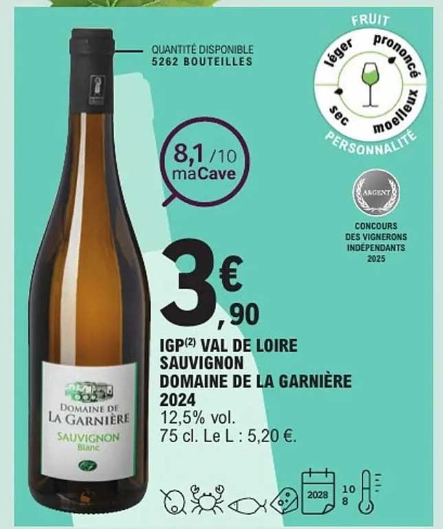 IGP(2) VAL DE LOIRE SAUVIGNON DOMAINE DE LA GARNIÈRE 2024