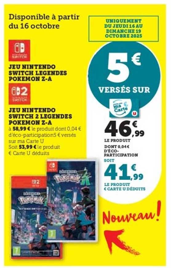 JEU NINTENDO SWITCH 2 LEGENDES POKEMON Z-A