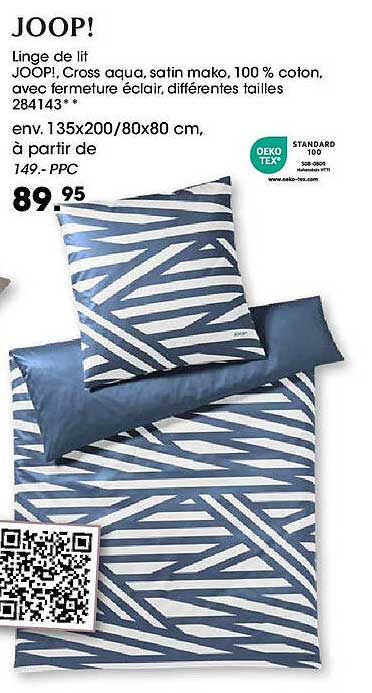 JOOP! Linge de lit JOOP! Cross aqua, satin mako, 100 % coton