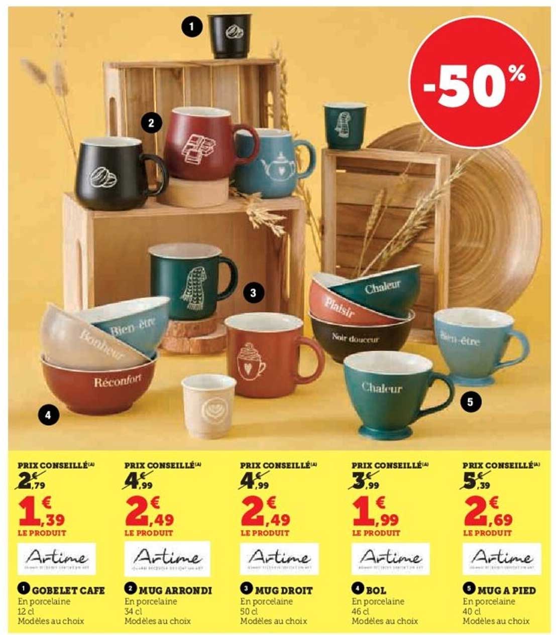 Jusqu'à -50% sur une sélection de tasses et bols