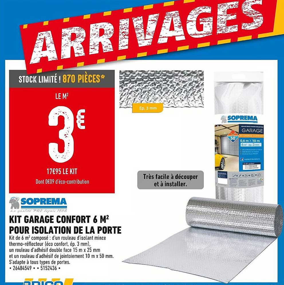 KIT GARAGE CONFORT 6 M² POUR ISOLATION DE LA PORTE