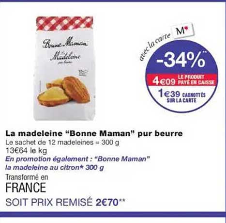 La madeleine "Bonne Maman" pur beurre