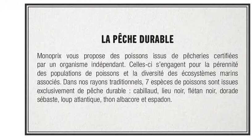 LA PÊCHE DURABLE