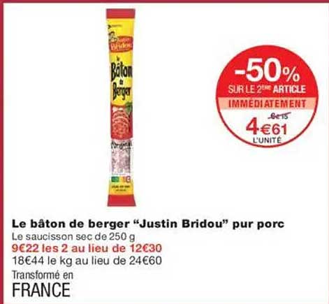 Le bâton de berger “Justin Bridou” pur porc