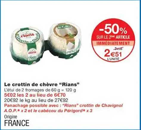 Le crottin de chèvre “Rians”