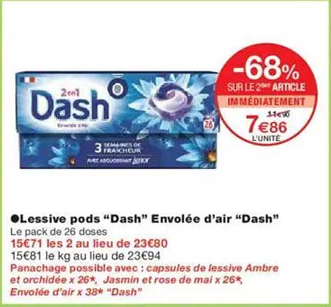 Lessive pods “Dash” Envolée d’air “Dash”