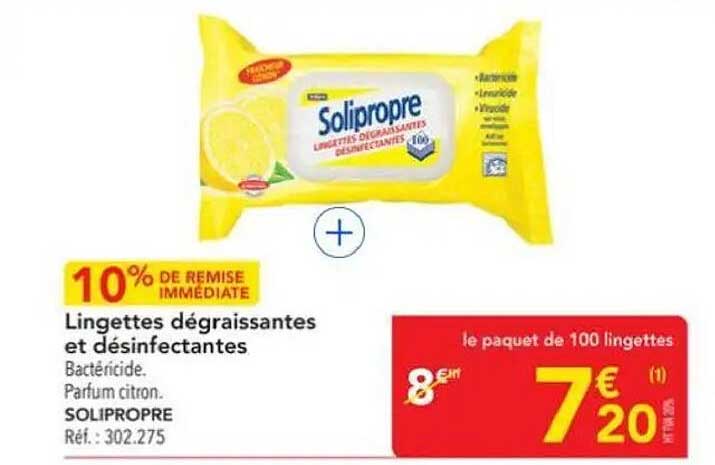 Lingettes dégraissantes et désinfectantes