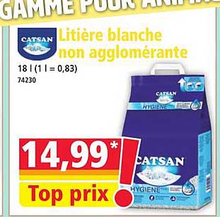 Litière blanche non agglomérante