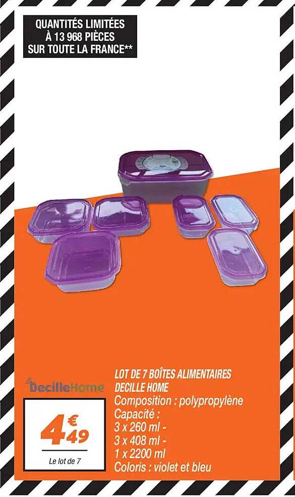 LOT DE 7 BOÎTES ALIMENTAIRES DECILLE HOME