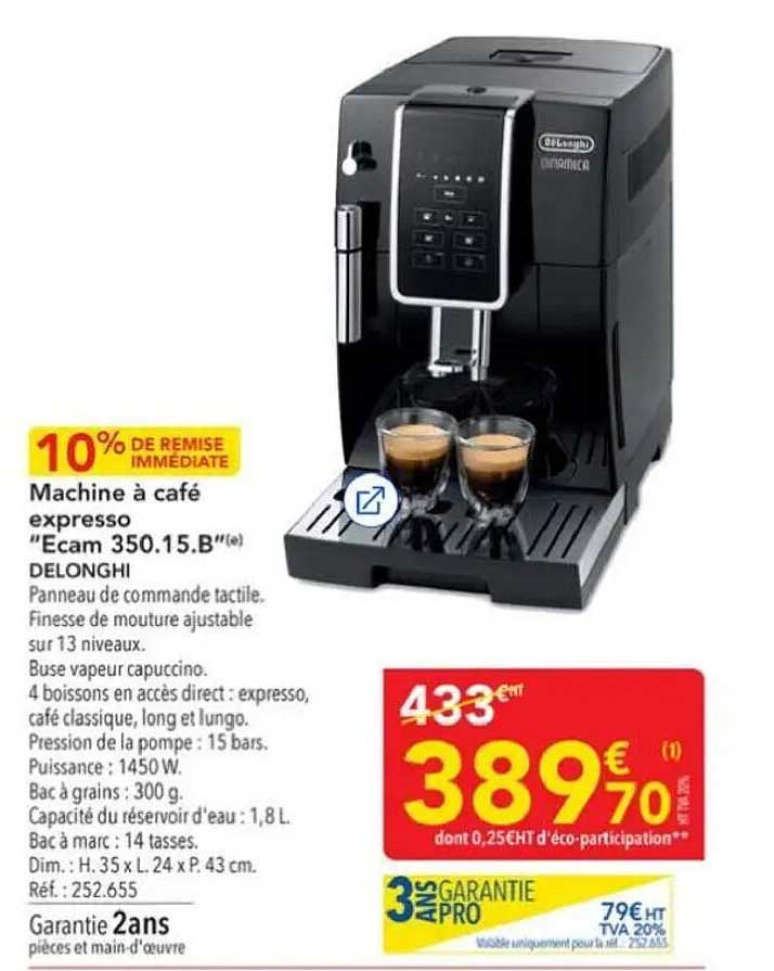 Machine à café expresso "Ecam 350.15.B" DE'LONGHI