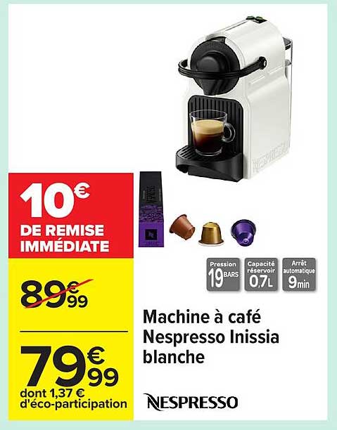Machine à café Nespresso Inissia blanche