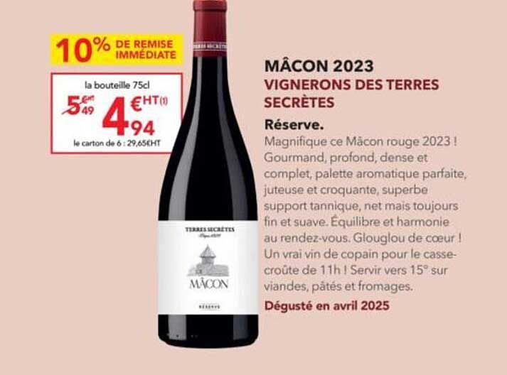MÂCON 2023 VIGNERONS DES TERRES SECRÈTES