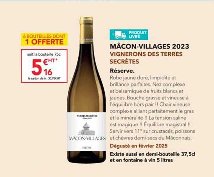 Mâcon-Villages 2023 Vignerons des Terres Secrètes