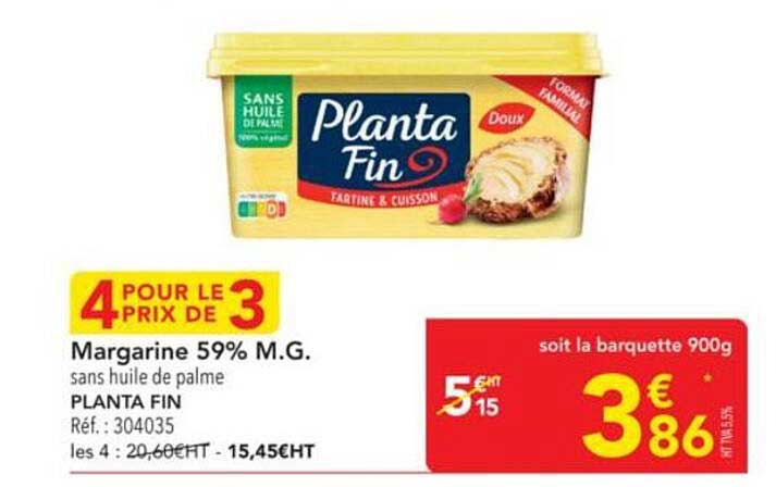 Margarine 59% M.G. sans huile de palme PLANTA FIN