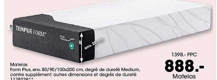 Matelas Form Plus, env. 80/90/100x200 cm, degré de dureté Medium