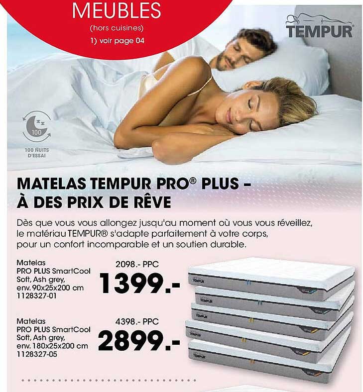 MATELAS TEMPUR PRO® PLUS - À DES PRIX DE RÊVE