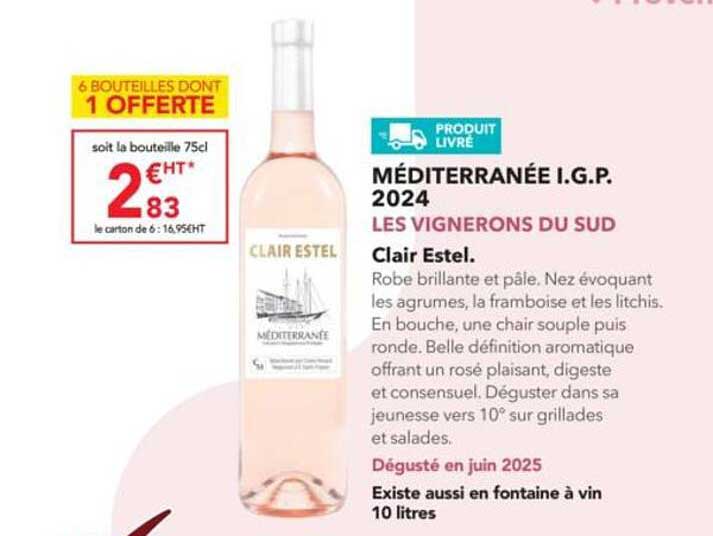 MÉDITERRANÉE I.G.P. 2024 LES VIGNERONS DU SUD
