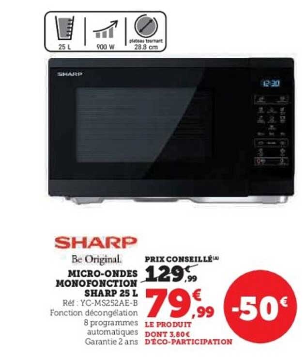 MICRO-ONDES MONOFONCTION SHARP 25 L