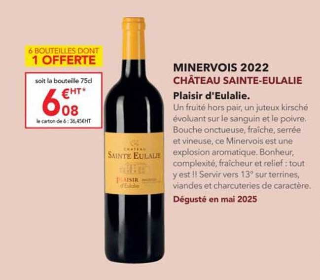 MINERVOIS 2022 CHÂTEAU SAINTE-EULALIE Plaisir d'Eulalie.