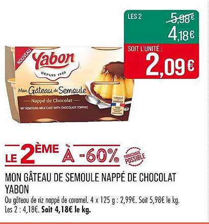 MON GÂTEAU DE SEMOULÉ NAPPÉ DE CHOCOLAT YABON