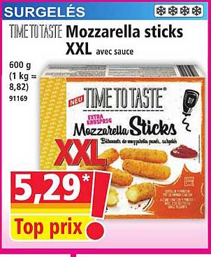 Mozzarella sticks XXL avec sauce