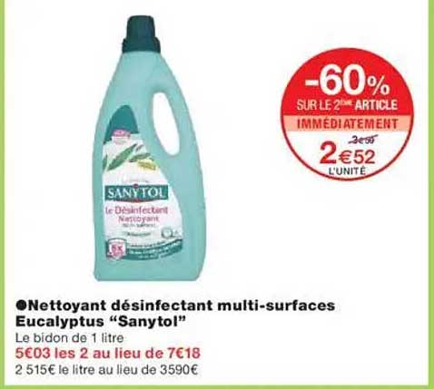 Nettoyant désinfectant multi-surfaces Eucalyptus “Sanytol”