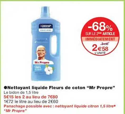 Nettoyant liquide Fleurs de coton “Mr Propre”