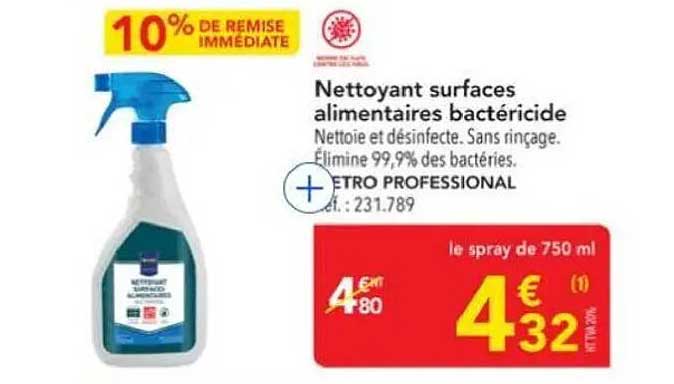 Nettoyant surfaces alimentaires bactéricide