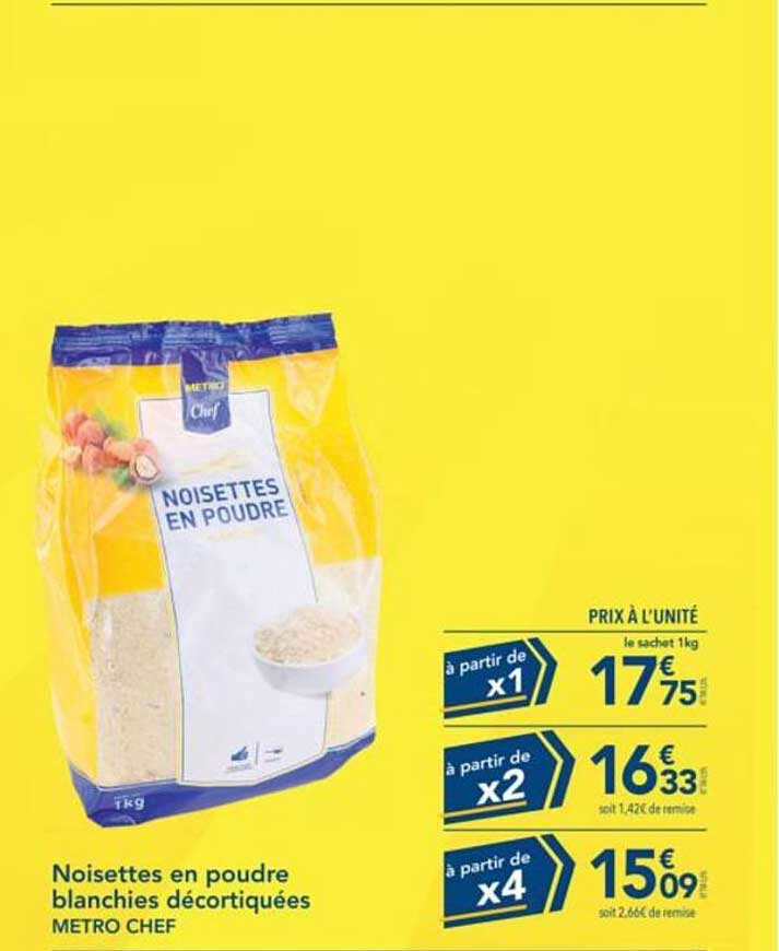 Noisettes en poudre blanches décortiquées METRO CHEF