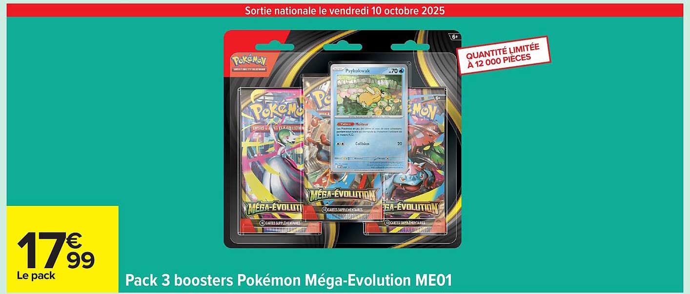 Pack 3 boosters Pokémon Méga-Évolution ME01