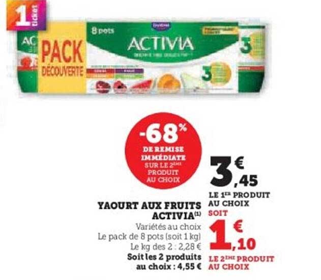 PACK DÉCOUVERTE YAOURT AUX FRUITS ACTIVIA