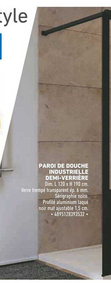 PAROI DE DOUCHE INDUSTRIELLE DEMI-VERRIÈRE