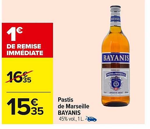 Pastis de Marseille BAYANIS 45% vol, 1L