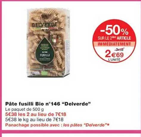 Pâte fusilli Bio n°146 “Delverde”
