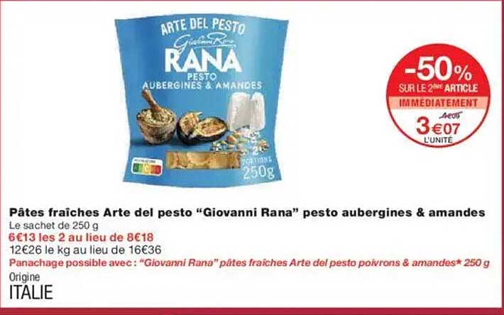 Pâtes fraîches Arte del pesto "Giovanni Rana" pesto aubergines & amandes