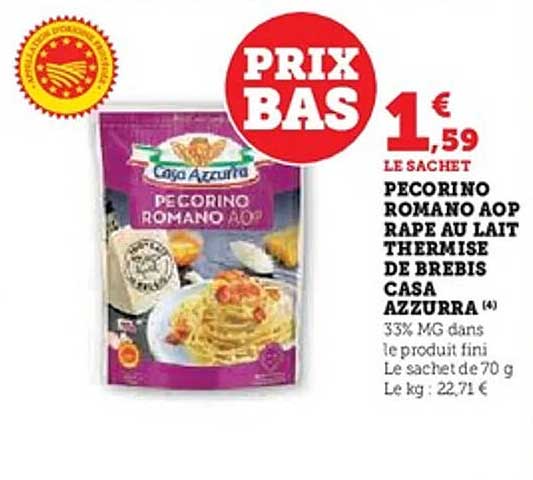 PECORINO ROMANO AOP RAPE AU LAIT THERMISE DE BREBIS CASA AZZURRA