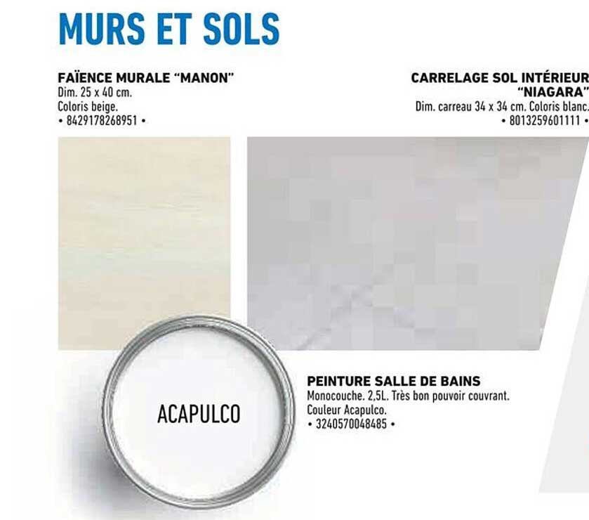 Peinture Salle de Bains Monocouche, 2.5L Couleur Acapulco